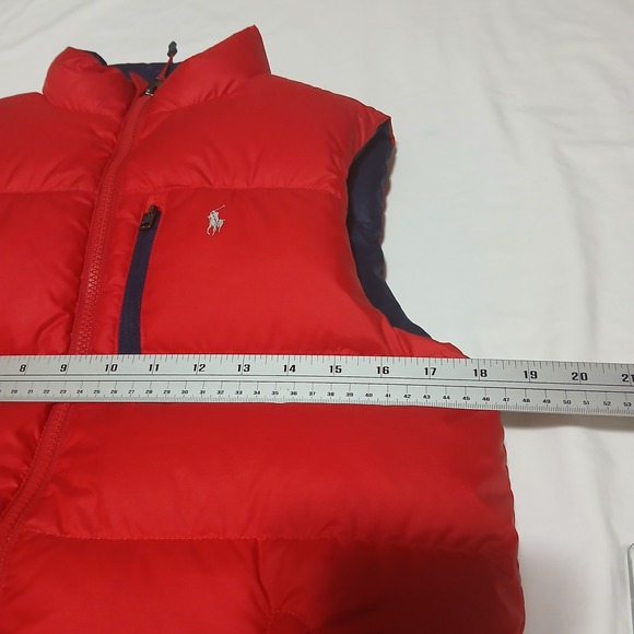 Kids Polo Ralph Lauren Reversible Puffer Vest Red Navy Logo Size L 14-16 - Picture 5 of 12